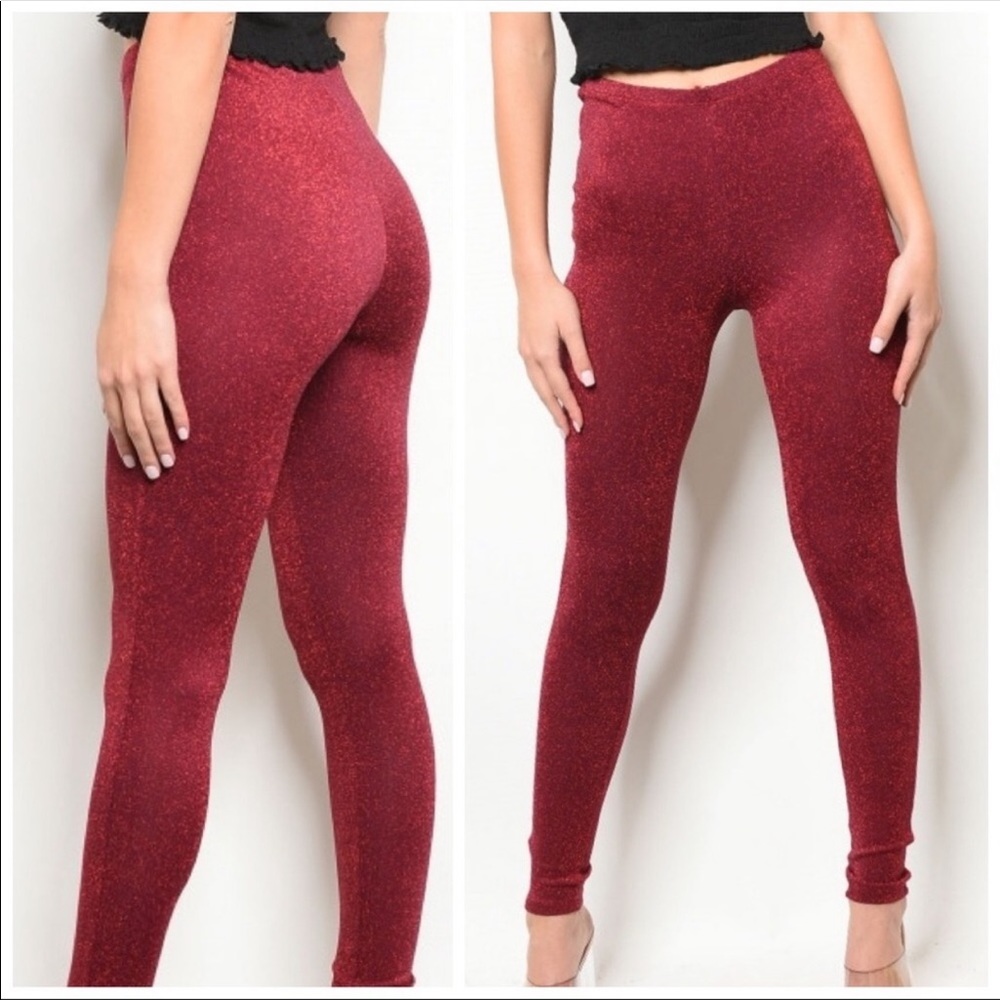 Red Shimmering Sparkle Leggings